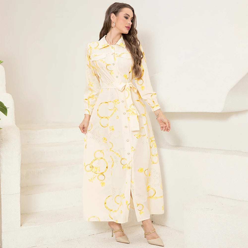 Elegant Long Shirt-Sleeve Dress