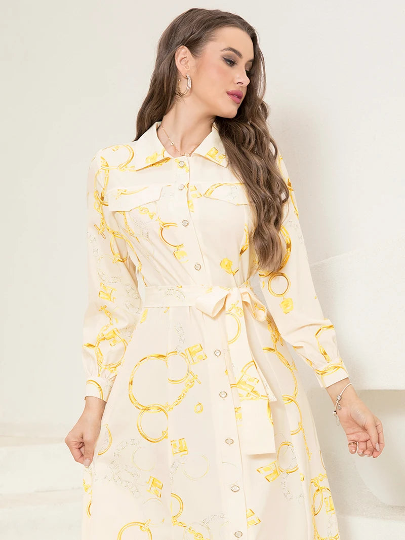 Elegant Long Shirt-Sleeve Dress
