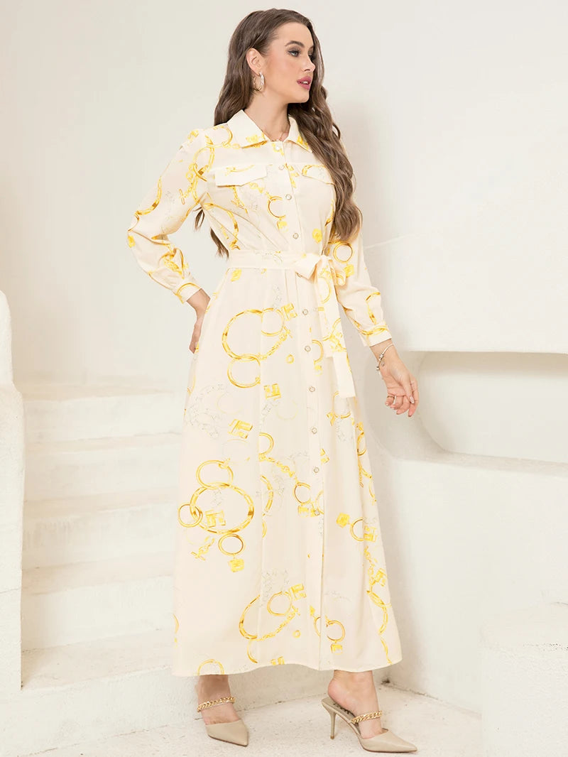Elegant Long Shirt-Sleeve Dress