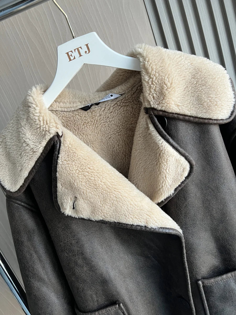 Winter New Arrival Women's ZW Series Double-Sided Collar Oversized Long-Sleeve Jacket Warm