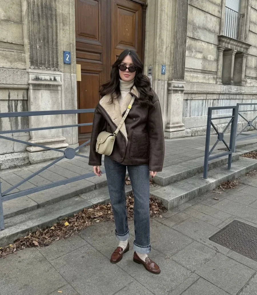 Winter New Arrival Women's ZW Series Double-Sided Collar Oversized Long-Sleeve Jacket Warm