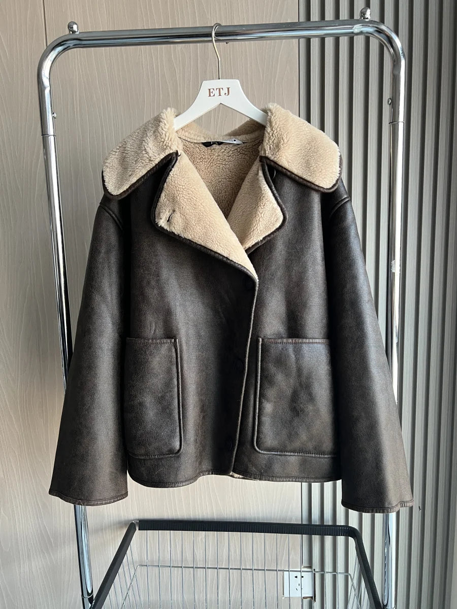 Winter New Arrival Women's ZW Series Double-Sided Collar Oversized Long-Sleeve Jacket Warm