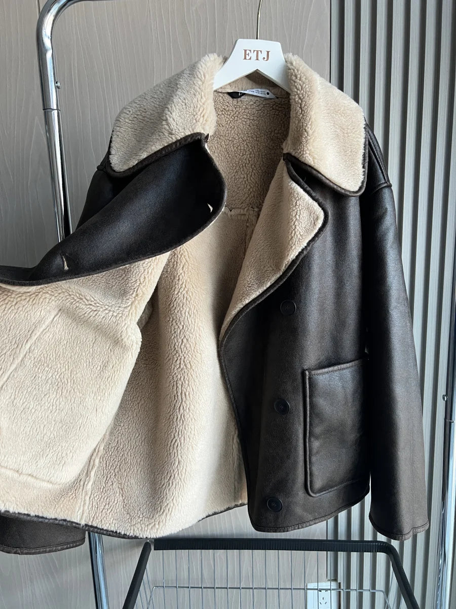 Winter New Arrival Women's ZW Series Double-Sided Collar Oversized Long-Sleeve Jacket Warm