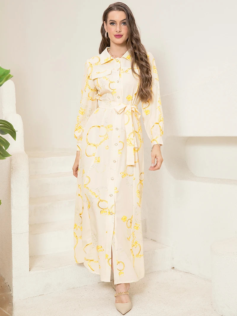 Elegant Long Shirt-Sleeve Dress