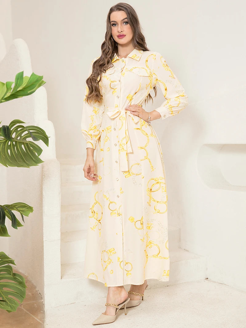 Elegant Long Shirt-Sleeve Dress