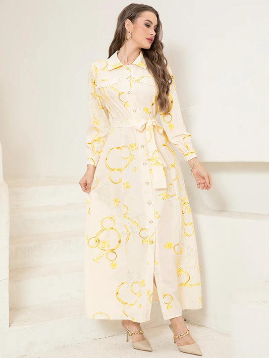 Elegant Long Shirt-Sleeve Dress